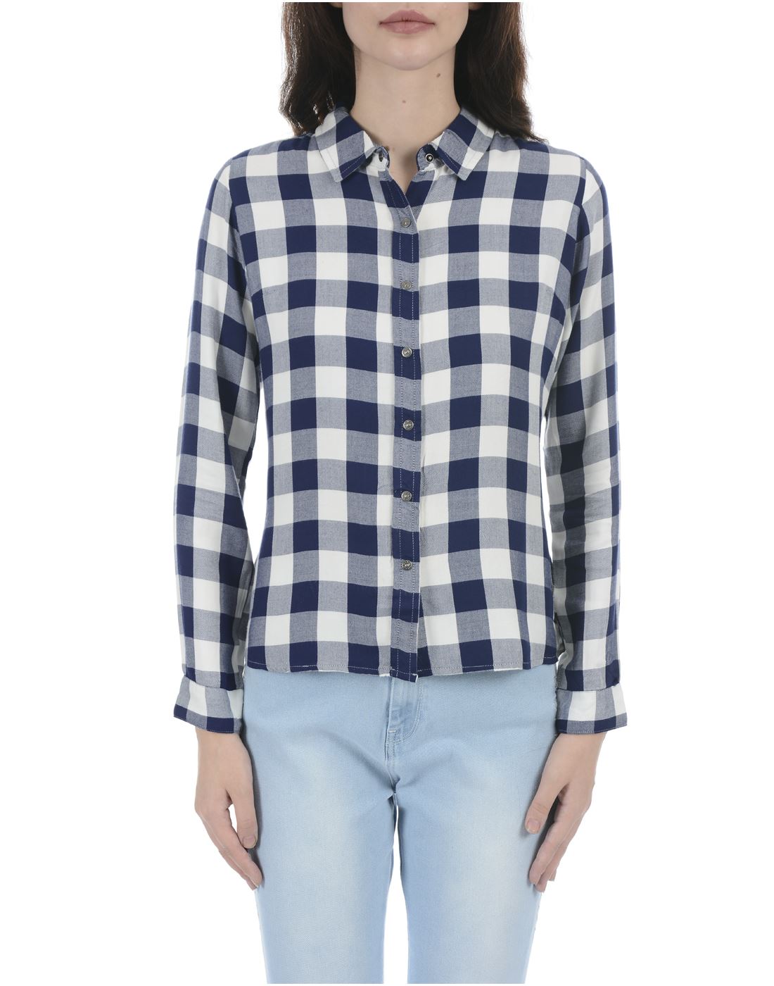 Pepe Jeans Women Casual Wear Blue Checkered Shirt